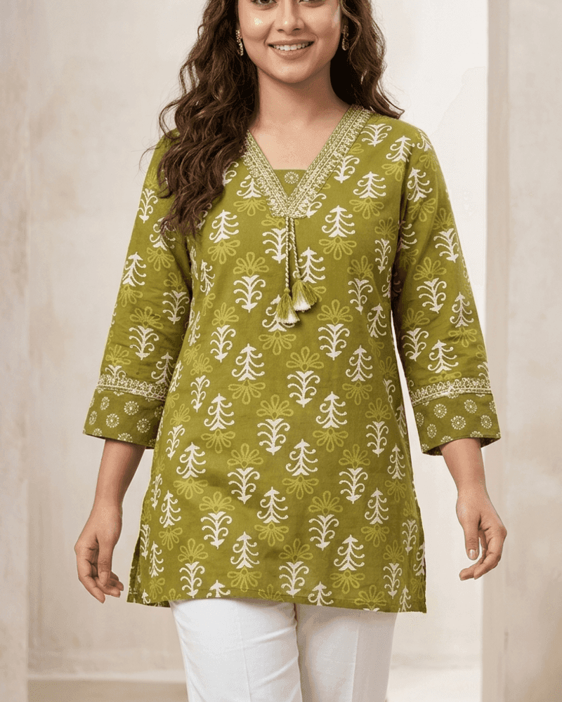 প্রিমিয়াম এমব্রয়ডারি কটন শর্ট কুর্তি কালেকশন